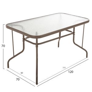 Градинска метална маса Adam закалено стъкло, цвят Шампанско120χ70χ71hcm Hm5679,04