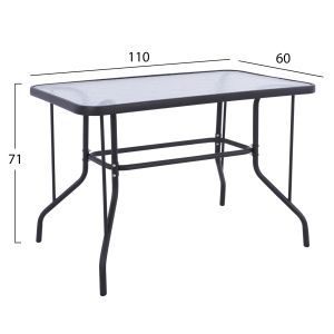 Градинска метална маса със стъклен плот 110x60x71cm Hm5020,01