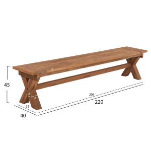 Градинска пейка Hm9564 от рециклирано тиково дърво 220x40x45hcm