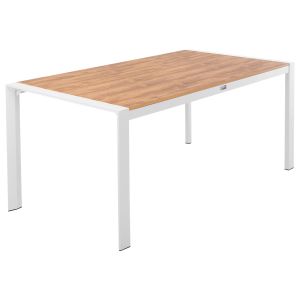 Градинска трапезна маса Goya алуминий в бяло-плот полидървесина 160x80χ75hcм Hm6059,01