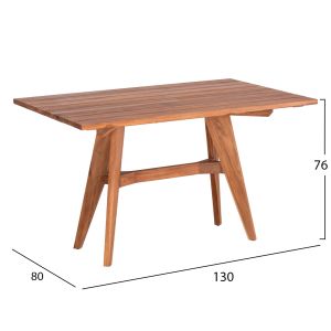 Garden dining table rectangular Leo Hm6137 solid teak wood 130x80x76hcm.