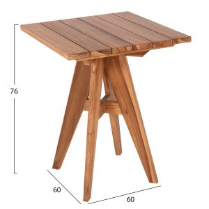 Градинска трапезна/помощна маса Leo тик масив 60x60x75hcм Hm9860,11