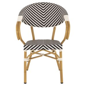 Градински алуминиев стол Hm5861,01 Bamboo Look цвят бял/черен