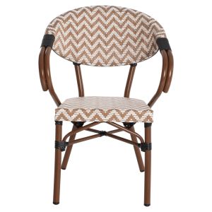 Градински алуминиев стол Hm5861,03 Bamboo Look цвят кафяв/бял 59x56x82hcm