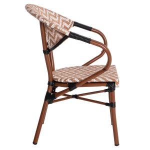 Градински алуминиев стол Hm5861,03 Bamboo Look цвят кафяв/бял 59x56x82hcm