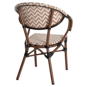 Градински алуминиев стол Hm5861,03 Bamboo Look цвят кафяв/бял 59x56x82hcm