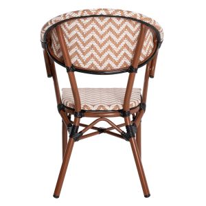 Градински алуминиев стол Hm5861,03 Bamboo Look цвят кафяв/бял 59x56x82hcm