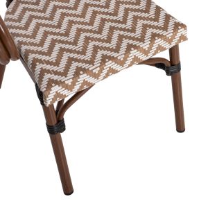 Градински алуминиев стол Hm5861,03 Bamboo Look цвят кафяв/бял 59x56x82hcm