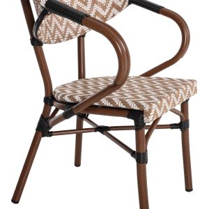 Градински алуминиев стол Hm5861,03 Bamboo Look цвят кафяв/бял 59x56x82hcm