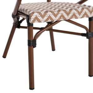 Градински алуминиев стол Hm5861,03 Bamboo Look цвят кафяв/бял 59x56x82hcm