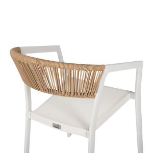 Градински алуминиев стол Professional бял ратан и текстил 45x63x82hcmhm5891,02