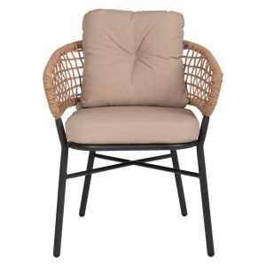 Градински алуминиев стол Professional тъмно сив ратан с възглавничка Hm5863,01 60x56x84cm