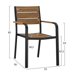 Градински алумниев стол Hm5127,02 55x56x85cm