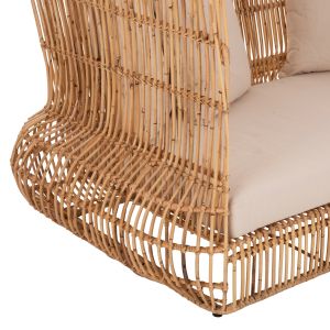 Градински диван Zephyr естествен ратан бежов текстил 200x120x142hcm Hm5988