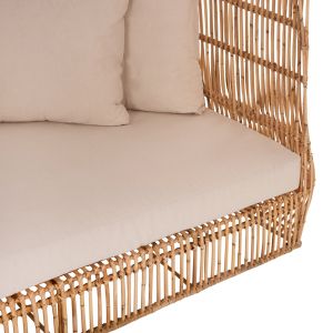 Градински диван Zephyr естествен ратан бежов текстил 200x120x142hcm Hm5988