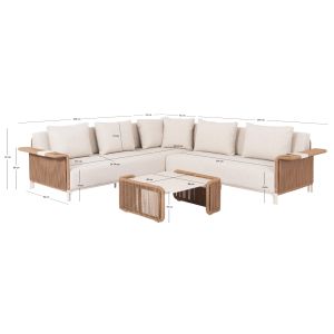 Градински комплект 2 части Aurora Destiny Zen Sm6319 алуминий и бежов ратан тапицерия екрю -плот маса синтерован камък