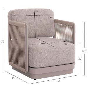 Градински комплект 4 части Elysia Sm6186.02 цвят шампанско алуминий-въже-пелиефил плат