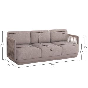 Градински комплект 4 части Elysia Sm6186.02 цвят шампанско алуминий-въже-пелиефил плат