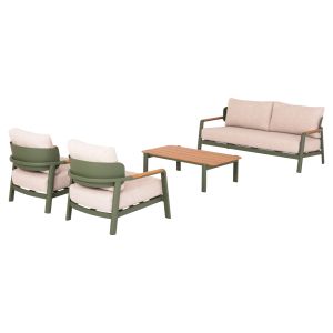 Garden set 4pcs Elara Hm6195.06 green aluminum-beige olefin-teak wood