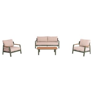 Garden set 4pcs Elara Hm6195.06 green aluminum-beige olefin-teak wood