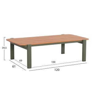 Garden set 4pcs Elara Hm6195.06 green aluminum-beige olefin-teak wood