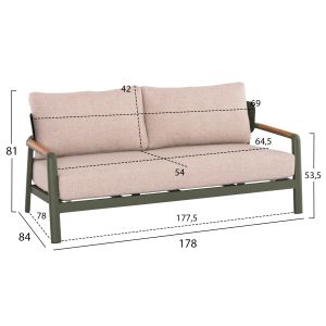 Garden set 4pcs Elara Hm6195.06 green aluminum-beige olefin-teak wood