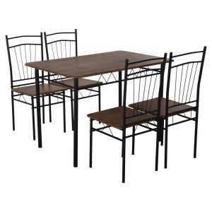 Garden set 5pcs black metal-mdf in walnut color 110x60x74hcm Hm9416