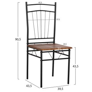 Garden set 5pcs black metal-mdf in walnut color 110x60x74hcm Hm9416