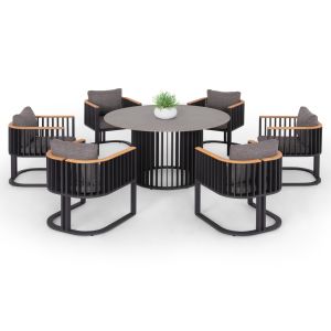Garden set Eternity Sm21129.01 with table and 6 chairs - dark gray