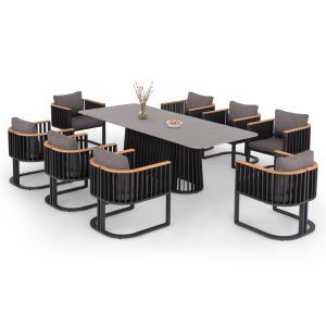 Garden set Eternity Sm21130.01 with table and 8 chairs - dark gray