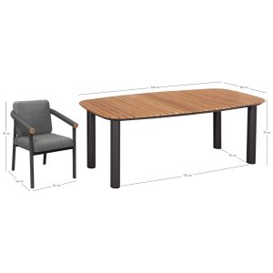 Градински комплект Eutopia Sm21128.01 с маса и 6 кросята - тъмно сив