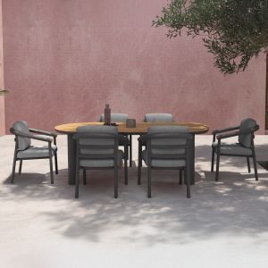 Градински комплект Eutopia Sm21128.01 с маса и 6 кросята - тъмно сив