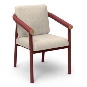 Градински комплект Eutopia Sm21128.05 с маса и 6 кросята - червен/бежов