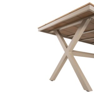 Garden set Saga Hm21196 table and 4 dining chairs - aluminum and polywood - champagne color