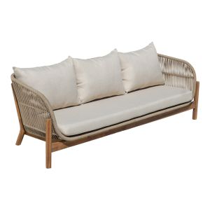 Verilan acacia wood garden set with rope and beige cushions