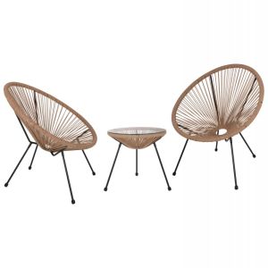 Garden set table and 2 armchairs Hm21100 - metal and rope