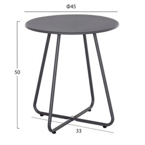 Garden set of 3 pieces Pony Hm21193 metal coffee table in gray - rattan in black and white