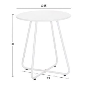 Garden set of 3 pieces Pony Hm21194 metal coffee table in white - rattan platinum in black and white