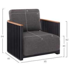 Градински комплект от 4 частия Eternity Sm6173 алуминий с антрацитно-сив синтерован камък плот