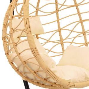 Градински люлка-стол Hudson изкуствен ратан бяла възглавничка 109x119x195cм