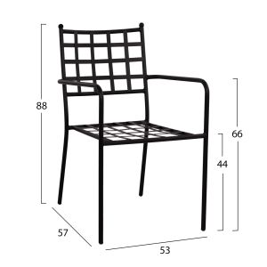 Градински метален стол Hm5508 черен цвят 46x58x88cm