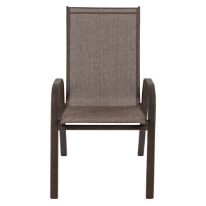 Градински метален стол Leon сив с кафява текстилна седалка Hm5000,02 55x72x91cm
