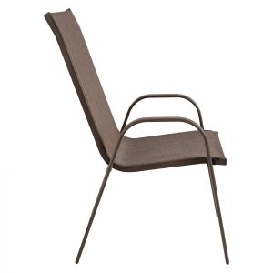 Градински метален стол Leon сив с кафява текстилна седалка Hm5000,02 55x72x91cm