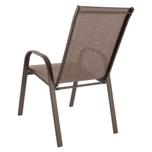 Градински метален стол Leon сив с кафява текстилна седалка Hm5000,02 55x72x91cm