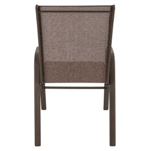 Градински метален стол Leon сив с кафява текстилна седалка Hm5000,02 55x72x91cm