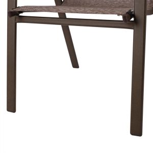 Градински метален стол Leon сив с кафява текстилна седалка Hm5000,02 55x72x91cm