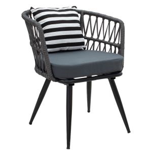 Garden set Naoki 3 pieces artificial Pe rattan and gray metal