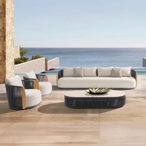 Garden set of 4 pieces Augustus Sm21345 dark gray aluminum-rope-beige olefin