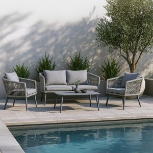 Градински сет от 4 части Casablanca сив цвят 155x72x68см
