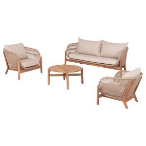 Garden set of 4 pieces Sanji Hm21213 acacia wood-aluminum frame-rope